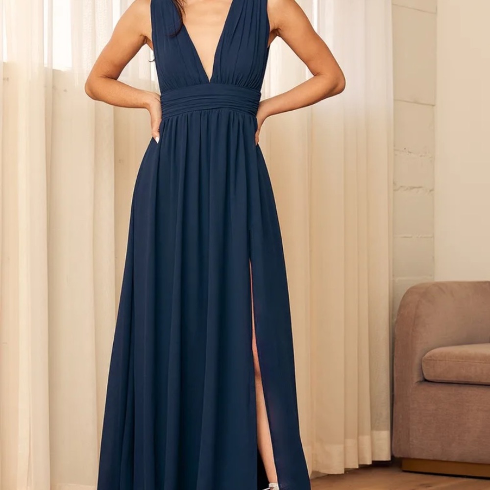 COPY - Navy blue Lulu’s slit maxi dress